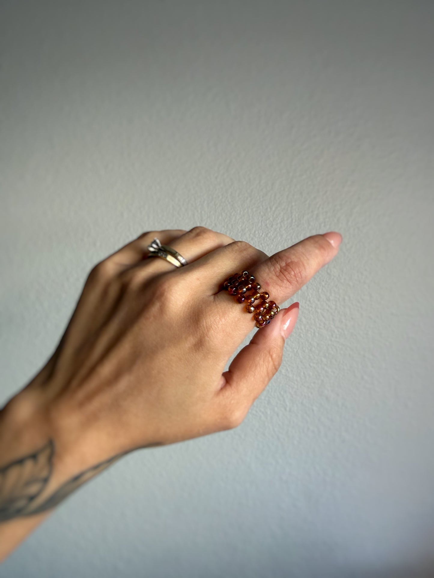 The Band - Amber Seed Bead Ring