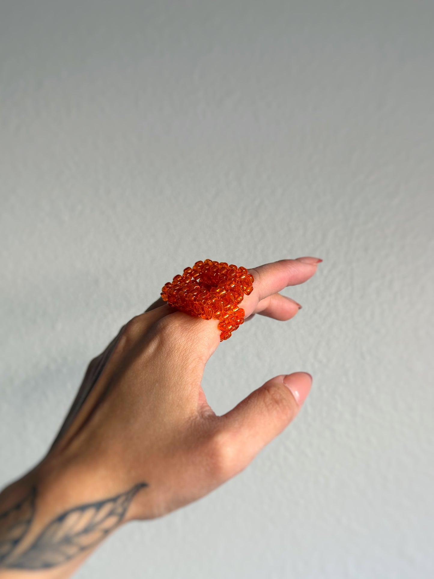 The Square Ring - Tangerine Seed Bead Ring