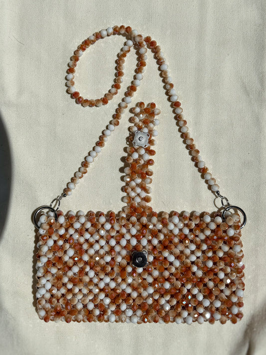Champagne - Handmade Beaded Card Holder Bag