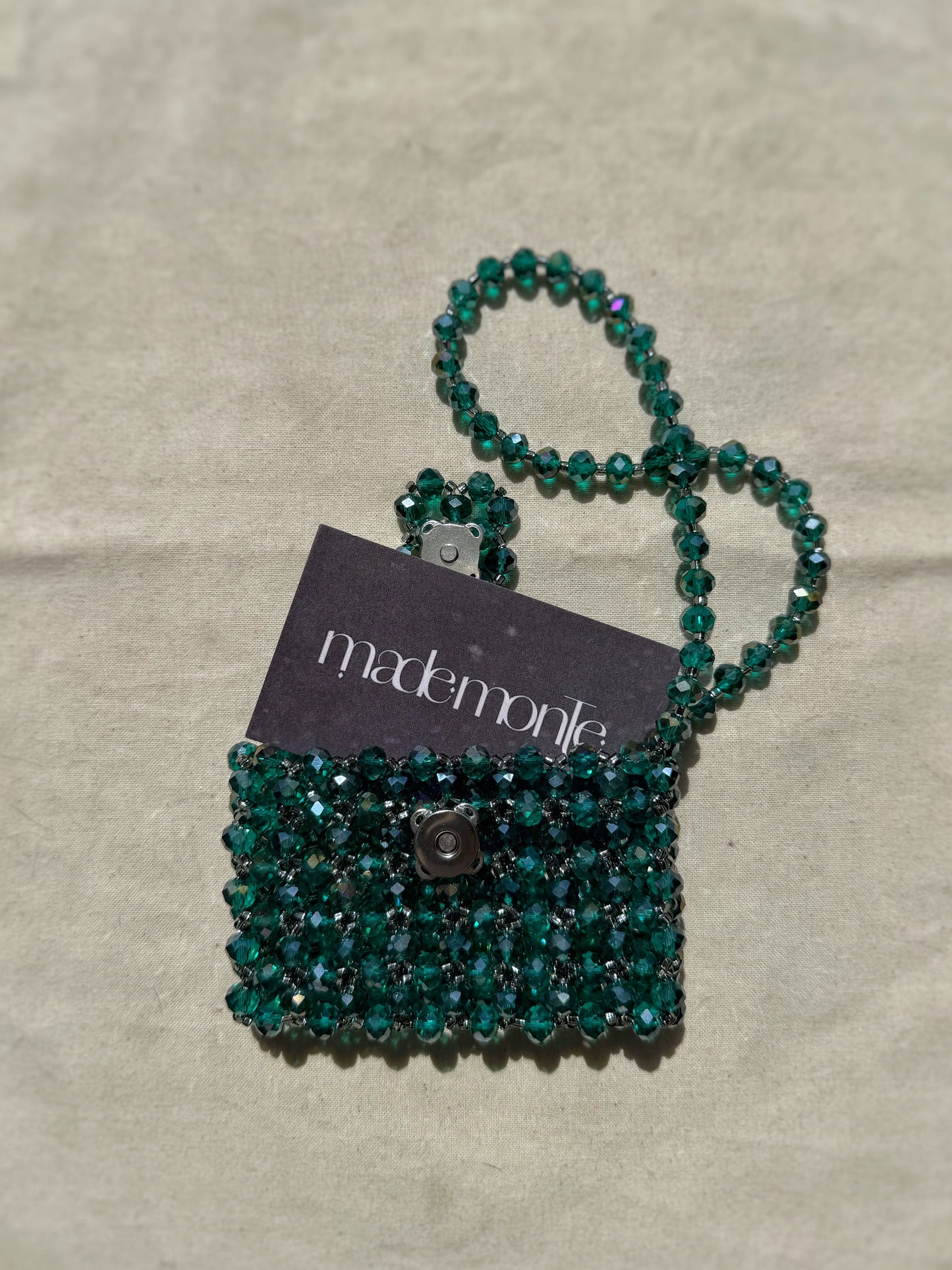 Esmeralda - Handmade Beaded Card Holder Bag