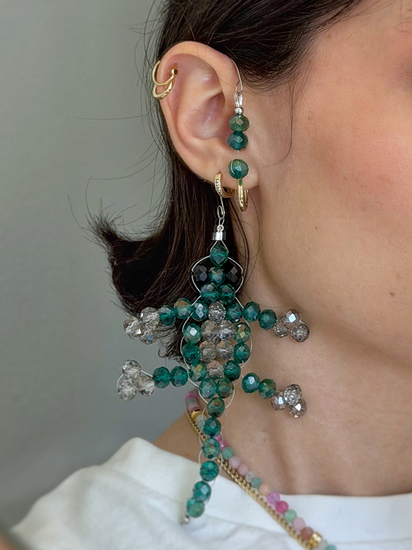 Robin + Sparkles - Emerald Gecko Ear Cuffs