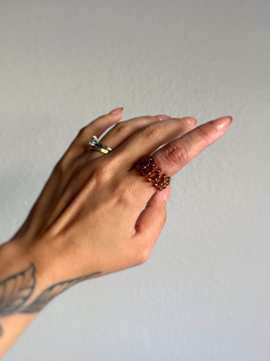 The Band  - Amber Seed Bead Ring