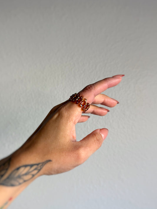 The Band  - Amber Seed Bead Ring