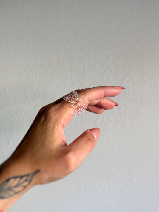 The Grid Ring - Blush Seed Bead Ring
