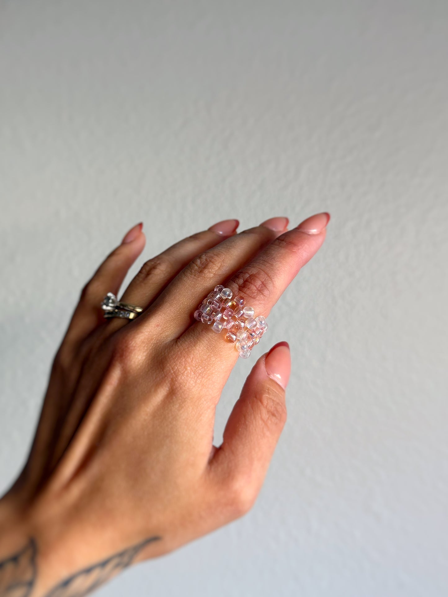 The Grid Ring - Blush Seed Bead Ring
