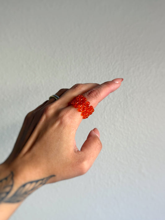 The Grid Ring - Tangerine Seed Bead Ring