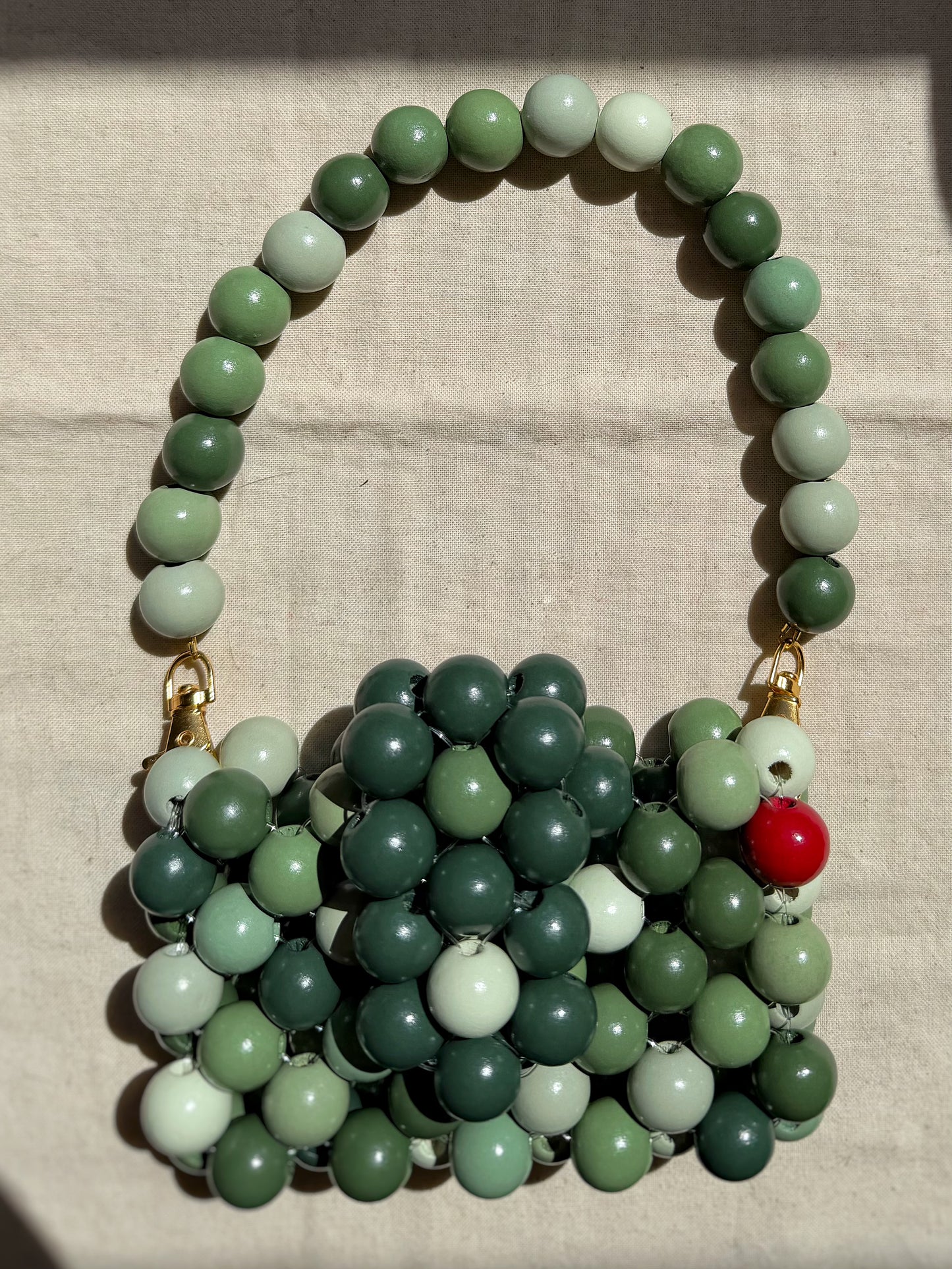 Olive - Handmade Beaded Card Holder Bag