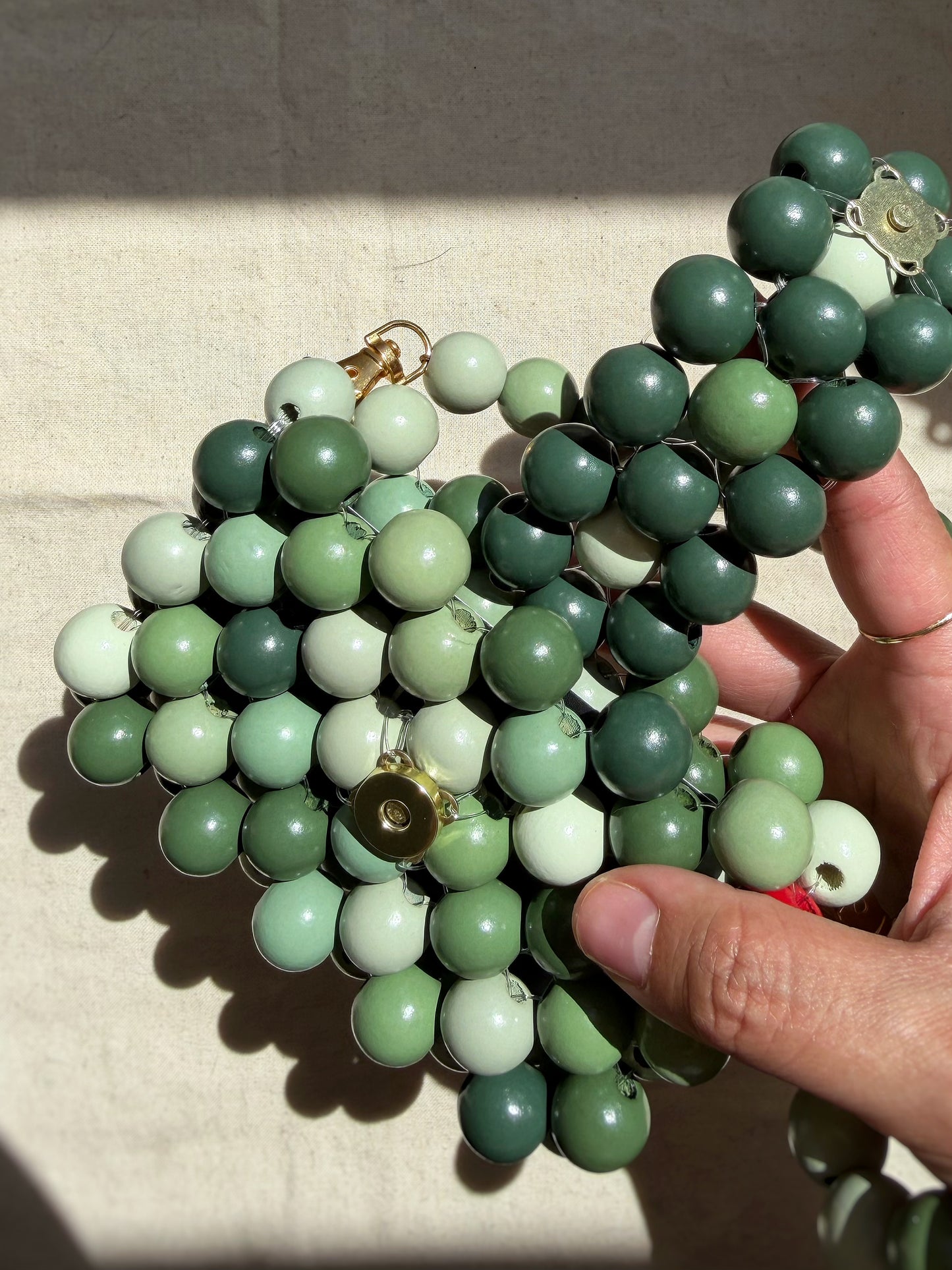 Olive - Handmade Beaded Card Holder Bag