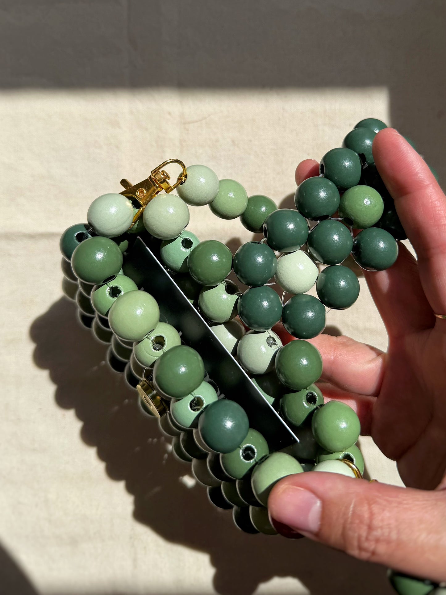 Olive - Handmade Beaded Card Holder Bag