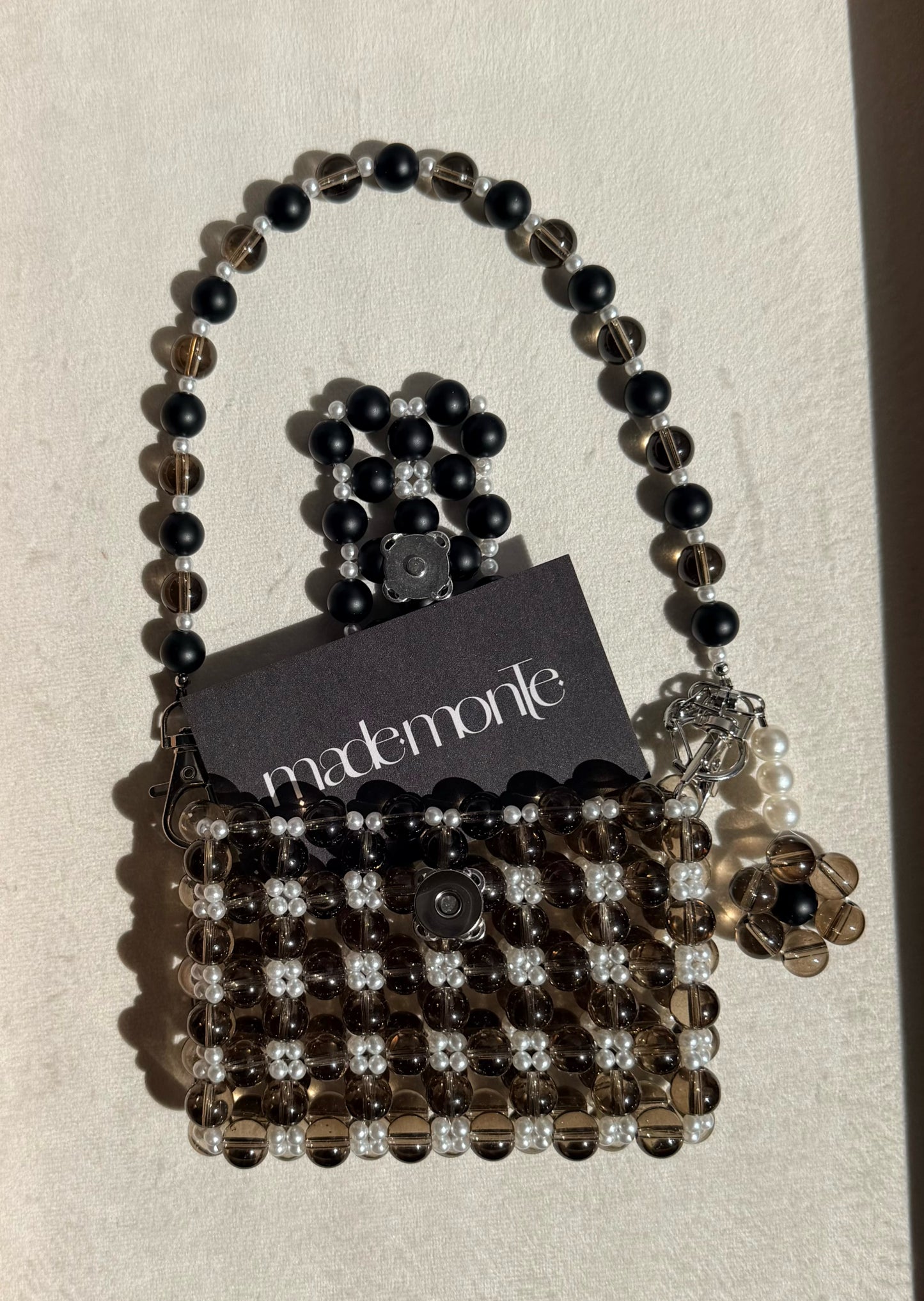 Smoke - Handmade Beaded Card Holder Bag