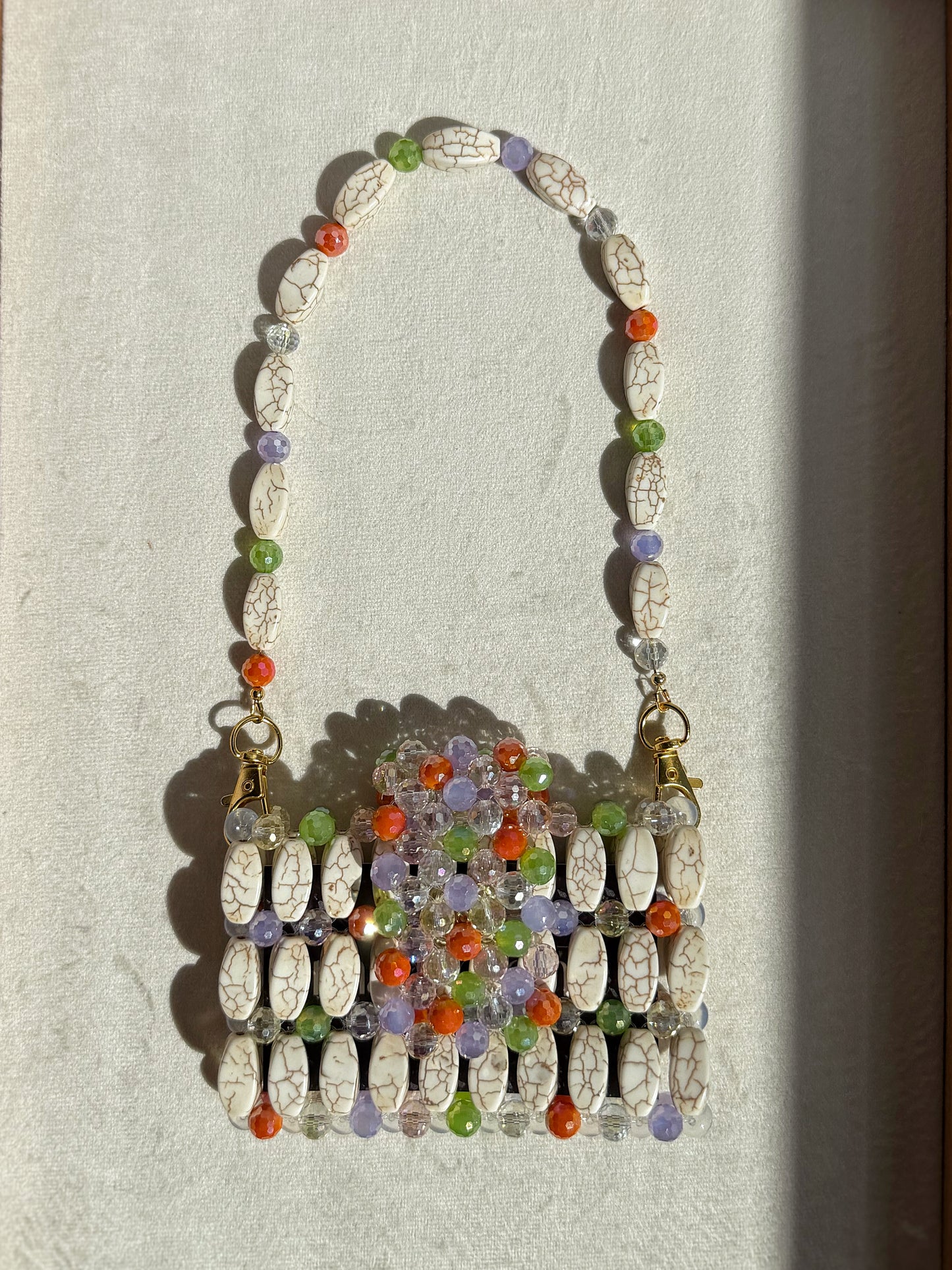 Ivory - Handmade Beaded Card Holder Bag