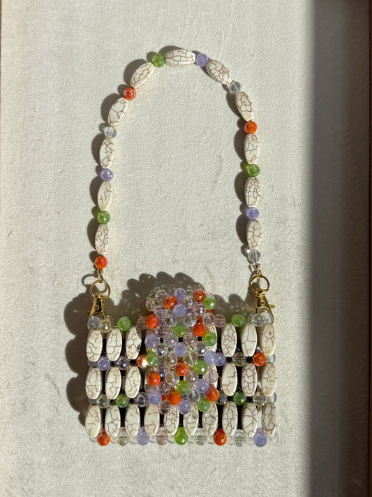 Ivory - Handmade Beaded Card Holder Bag