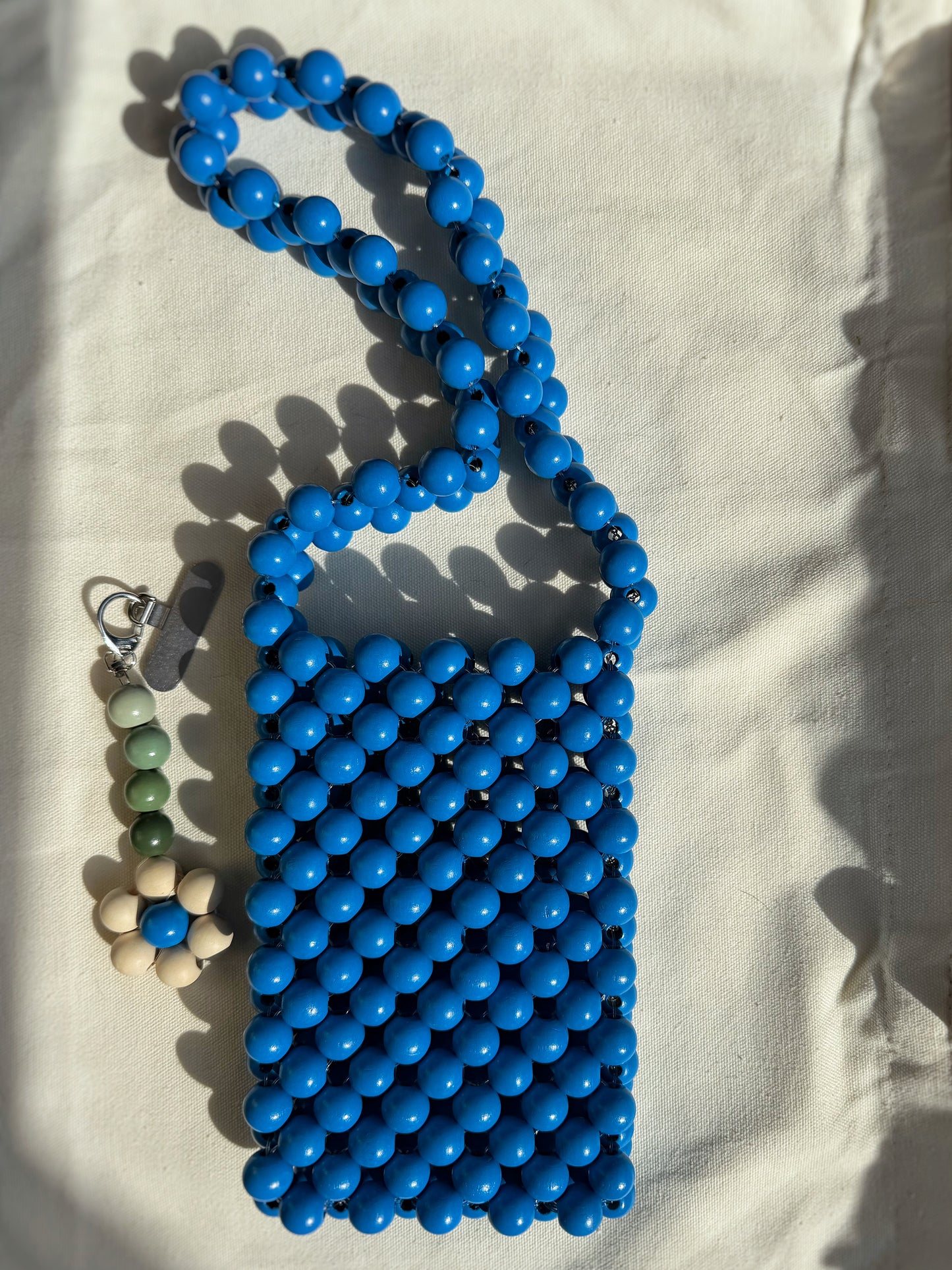 Blue - Handmade Beaded Phone Carrier Bag