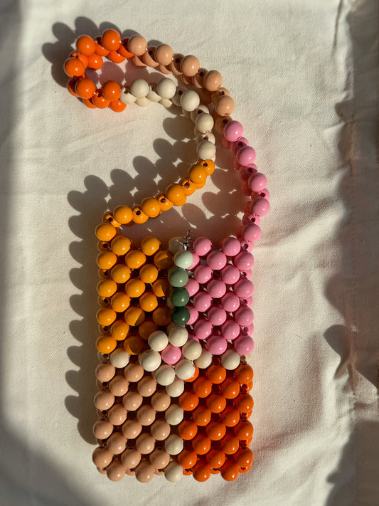 Sherbet - Handmade Beaded Phone Carrier Bag
