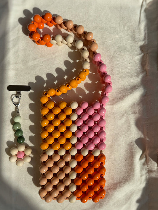 Sherbet - Handmade Beaded Phone Carrier Bag
