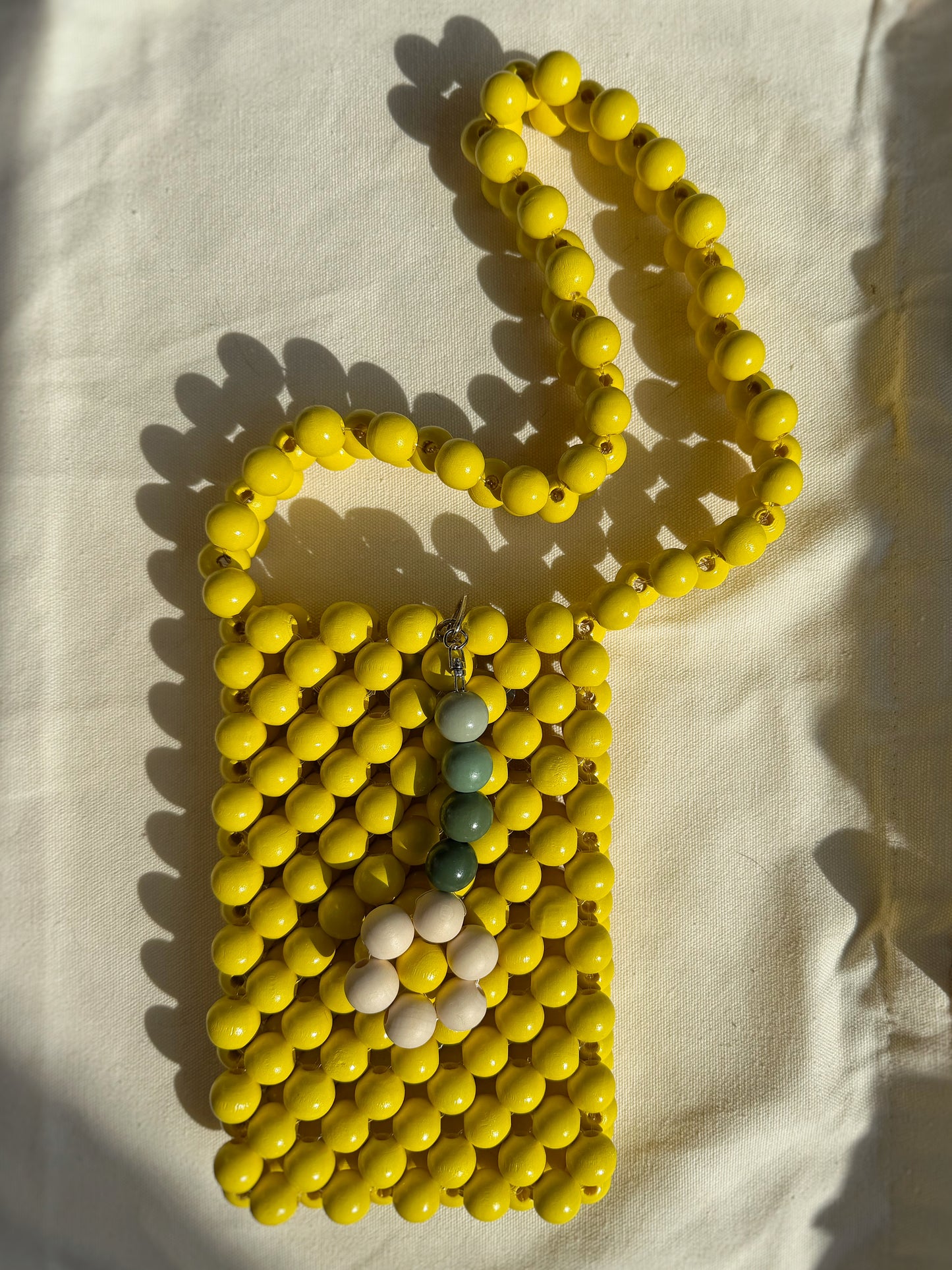 Lemon - Handmade Beaded Phone Carrier Bag