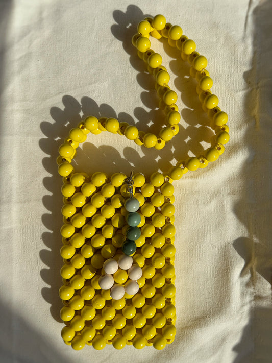 Lemon - Handmade Beaded Phone Carrier Bag