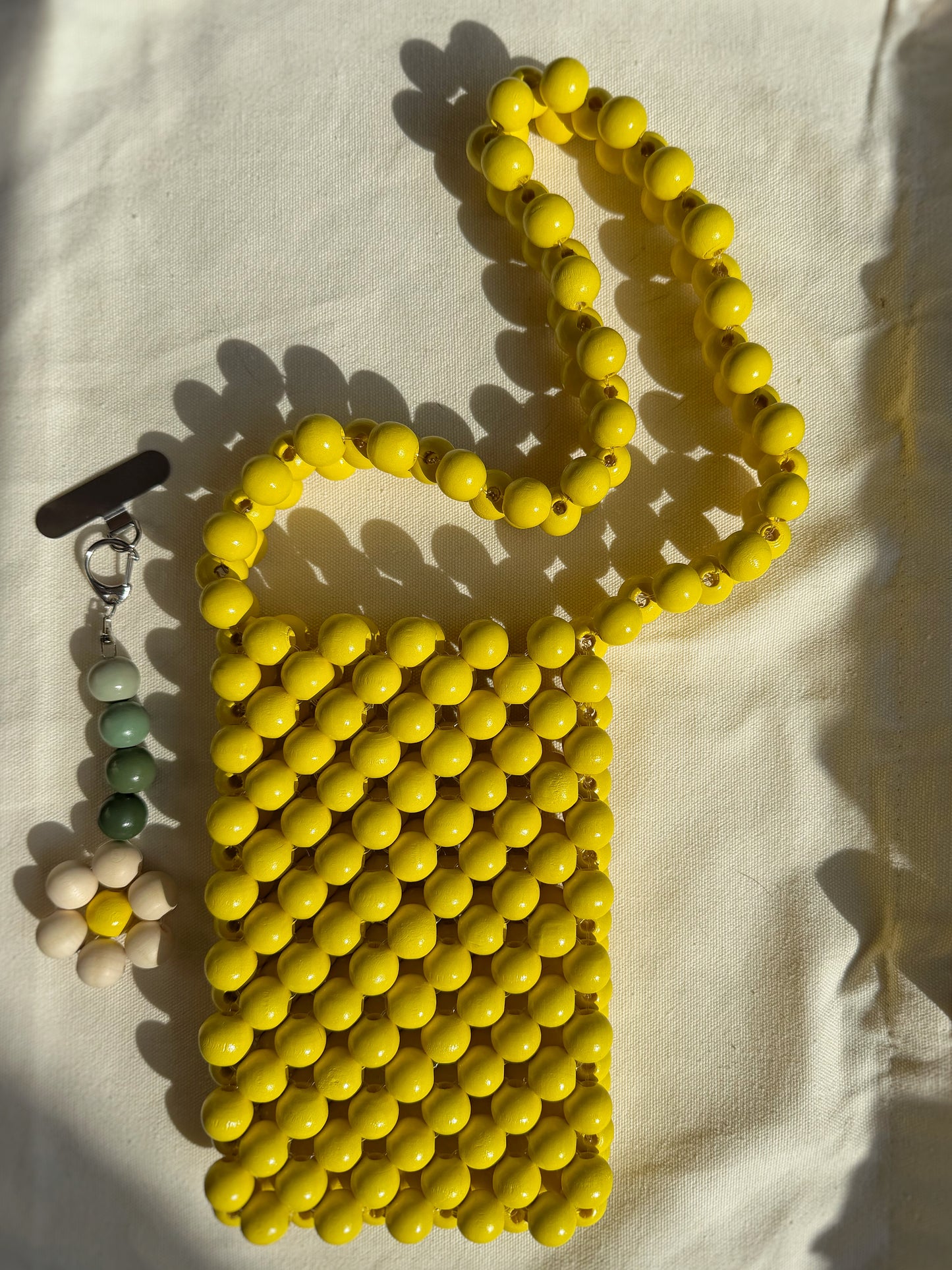 Lemon - Handmade Beaded Phone Carrier Bag