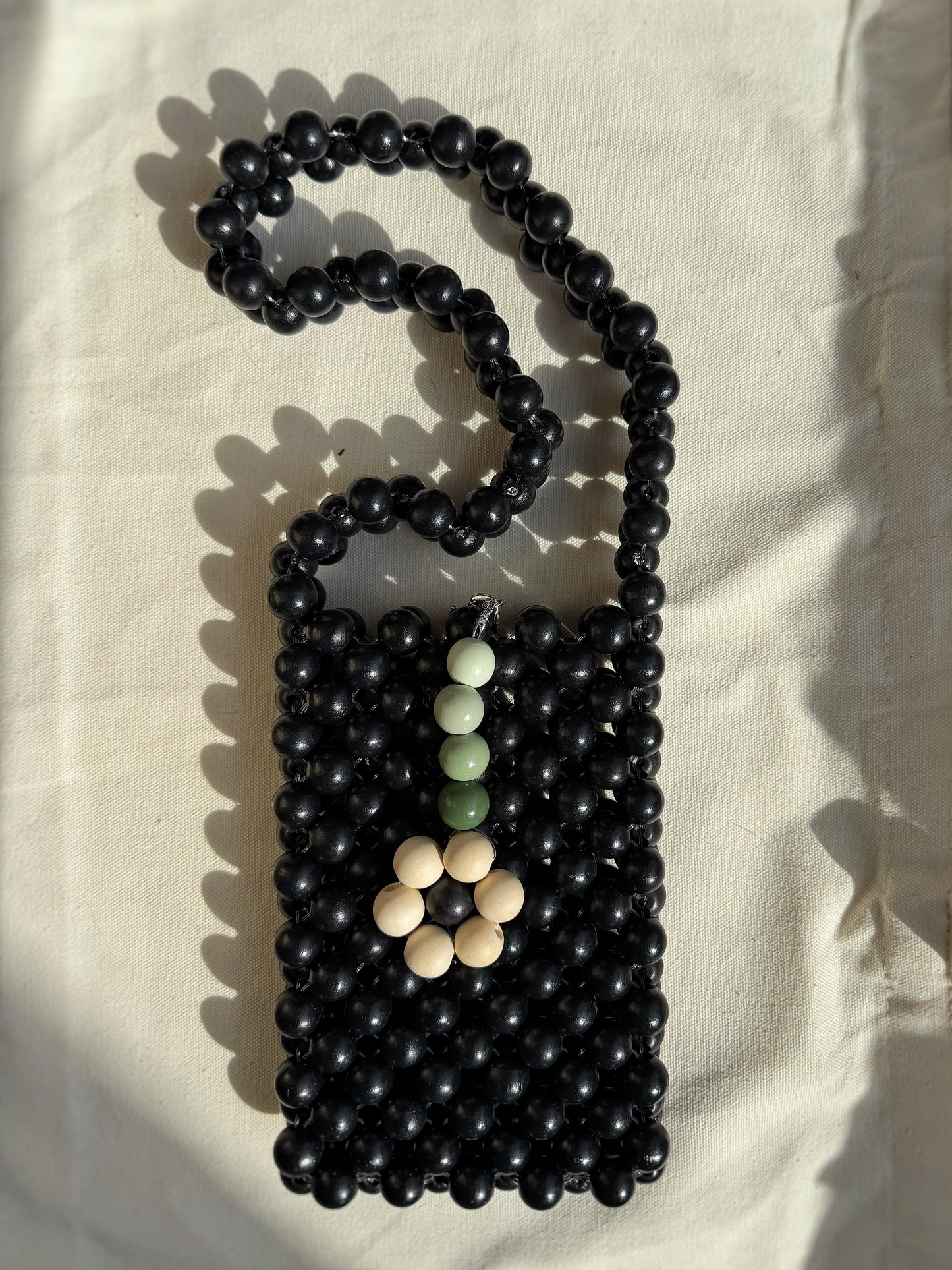 Carbon - Handmade Beaded Phone Carrier Bag