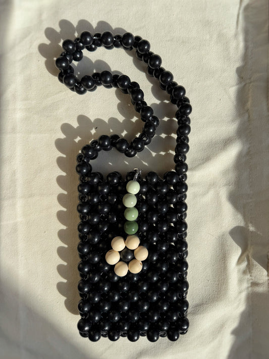 Carbon - Handmade Beaded Phone Carrier Bag