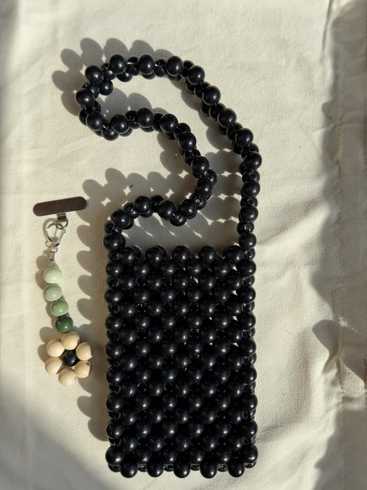 Carbon - Handmade Beaded Phone Carrier Bag