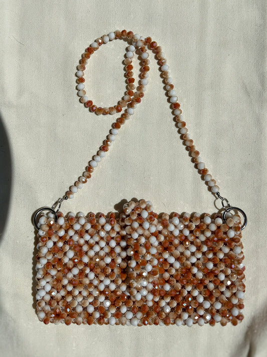 Champagne - Handmade Beaded Card Holder Bag