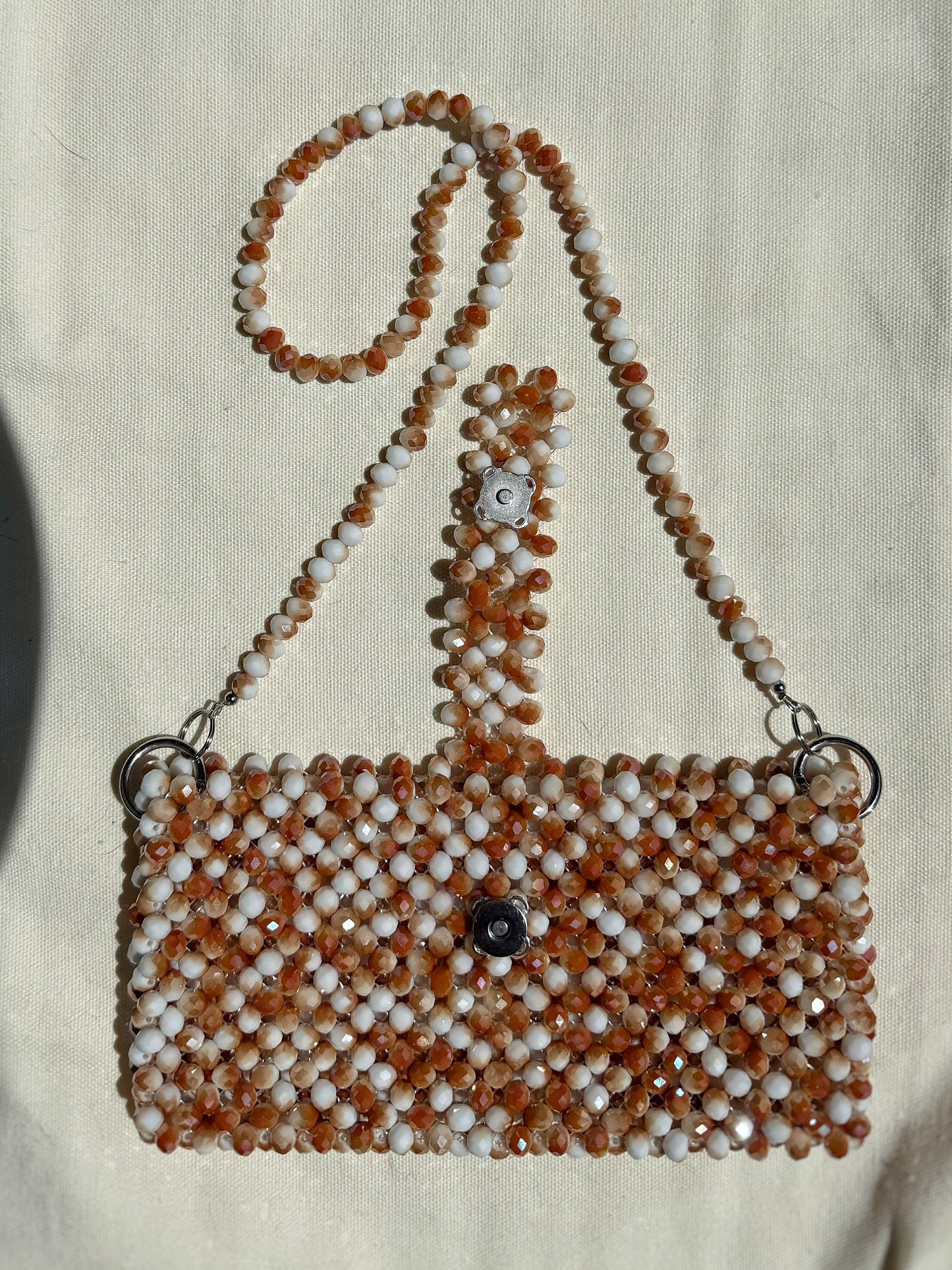 Champagne - Handmade Beaded Card Holder Bag