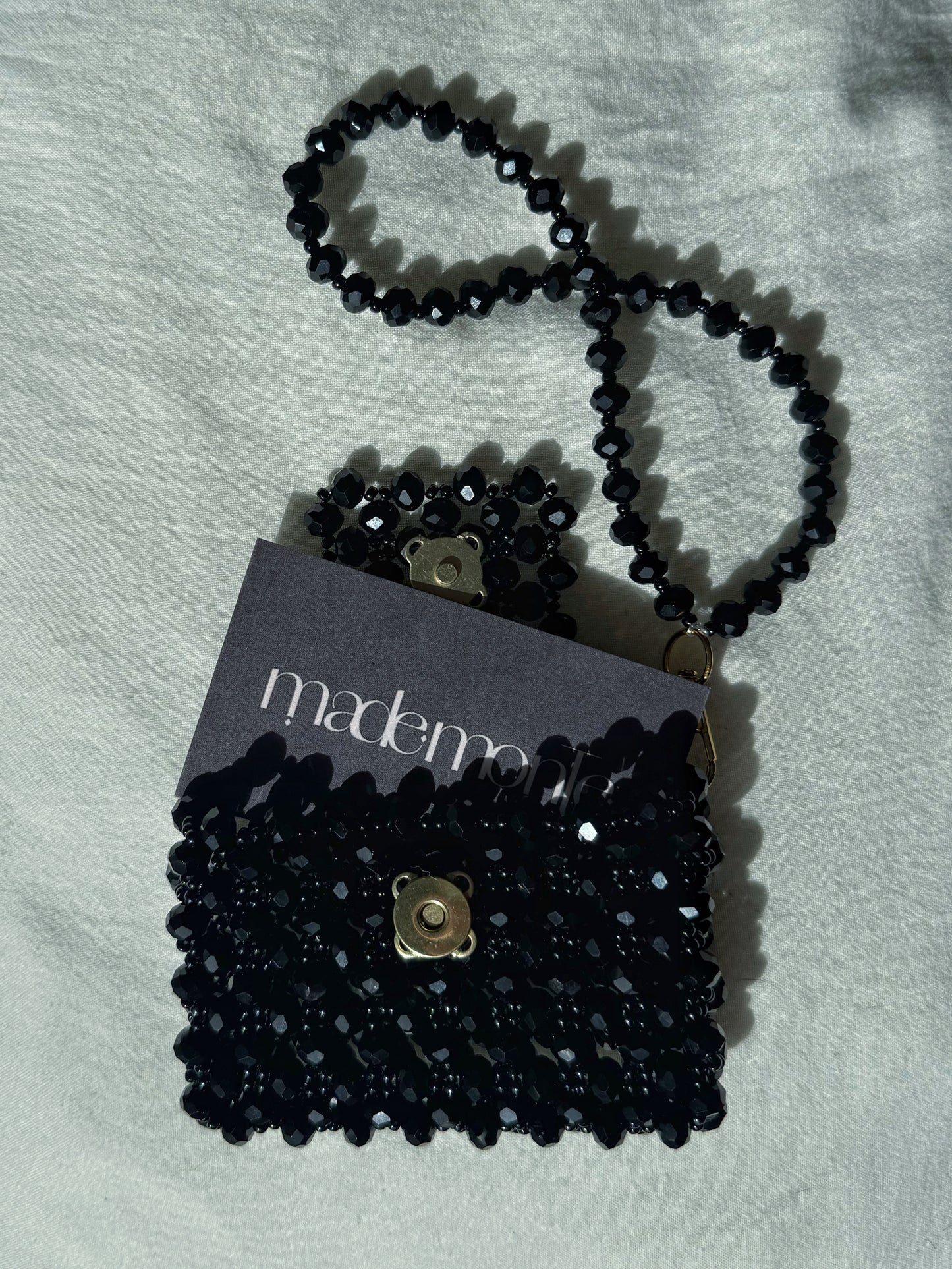 Onyx - Handmade Beaded Card Holder Bag